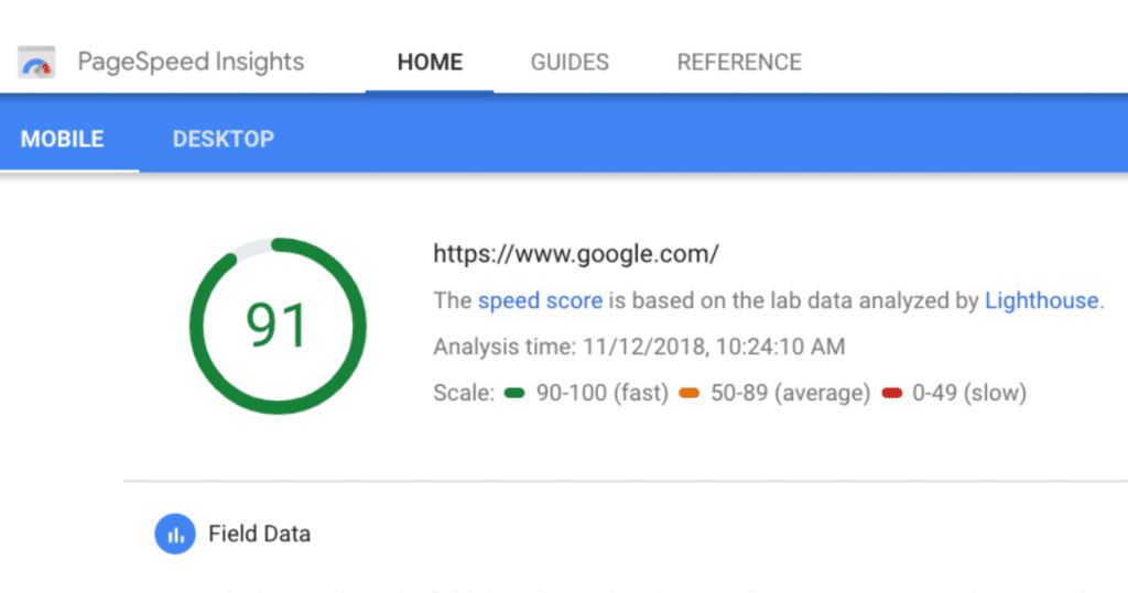 Google PageSpeed Insights Results - COVID-19 SEO Tips