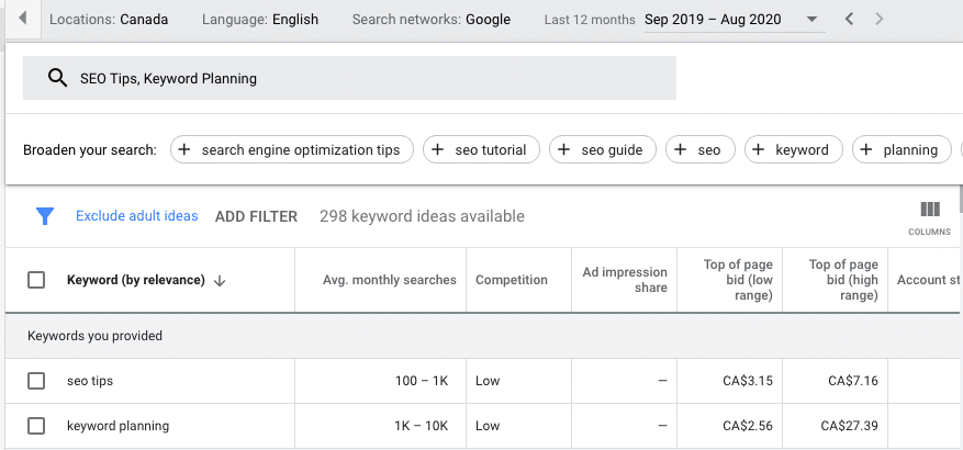 COVID-19 SEO Tips - Keyword Planning with Google AdWords