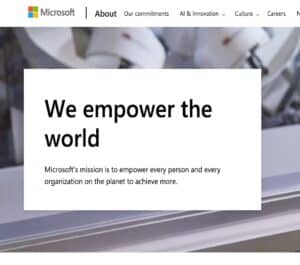 Screenshot from Microsoft about page