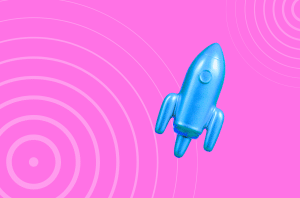 Rocket illustration representing forward-looking B2B marketing trends and growth in 2026