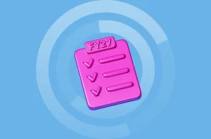 Graphic of a pink checklist with FY27 written on the top to represent Key takeaways from MCAPS and Partner GTM Kickoff