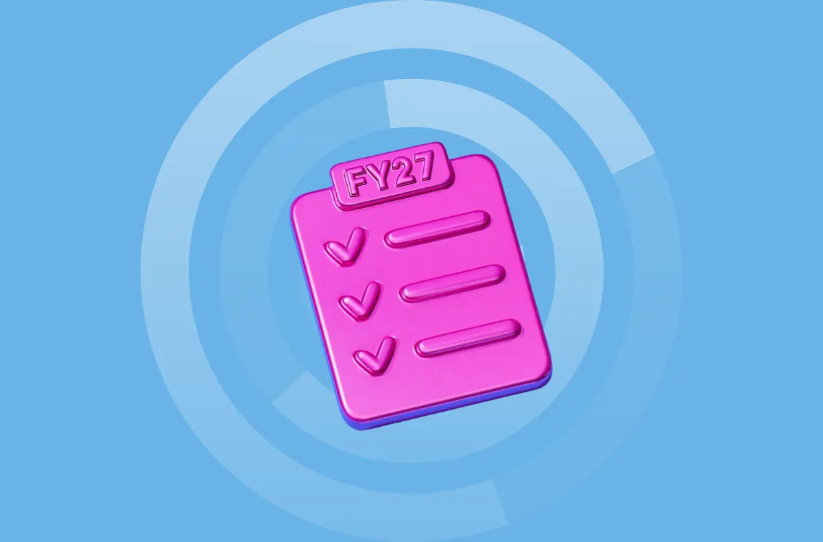 Graphic of a pink checklist with FY27 written on the top to represent Key takeaways from MCAPS and Partner GTM Kickoff