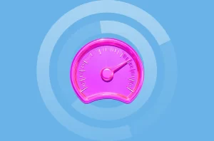 Speedometer graphic symbolizing the acceleration of AI transformation through Microsoft Frontier Accelerate.